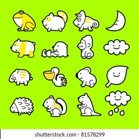 Vector illustration, cartoon animals ,cute doodle