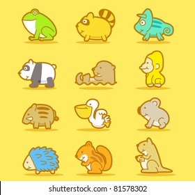 Vector illustration, cartoon animals ,cute doodle