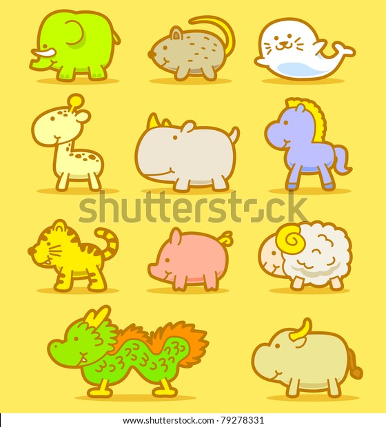ベクターイラスト 漫画の動物 かわいい落書き のベクター画像素材 ロイヤリティフリー