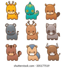 Vector illustration of Cartoon Animals set