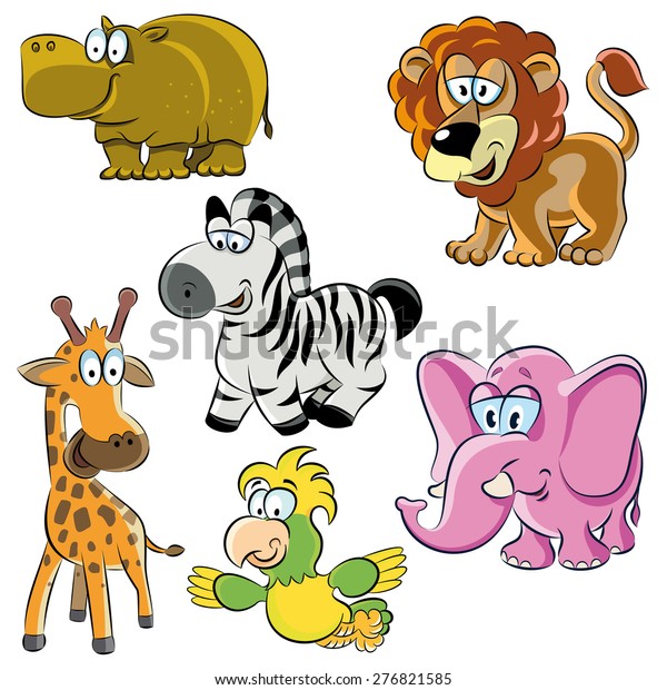 Vector Illustration Cartoon Animals Set Six Stock Vector (Royalty Free ...