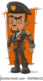 A vector illustration of cartoon army general with beret