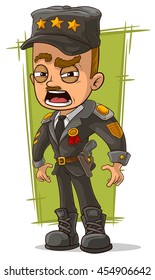 A vector illustration of cartoon army general in uniform