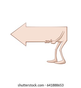 vector illustration of cartoon arrow character  with an empty background for your text