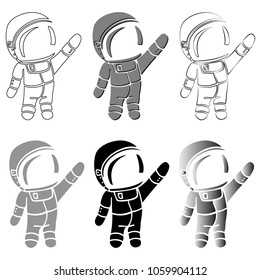 Vector illustration of a cartoon astronaut flying in cosmos