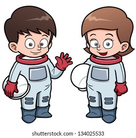 Vector illustration of Cartoon astronaut kids