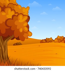 Vector illustration of Cartoon autumn landscape