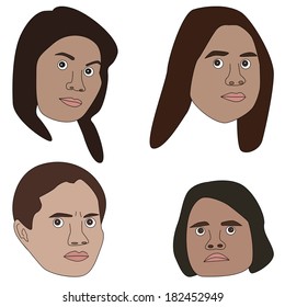 Vector illustration of cartoon avatar human faces