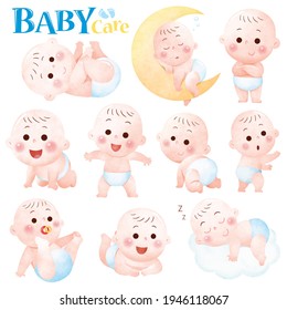 Vector Illustration of Cartoon Baby character. Cute baby.