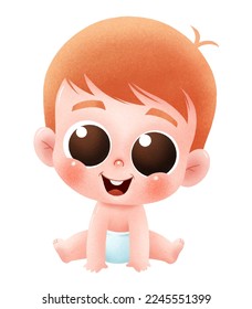 Vector Illustration of Cartoon Baby character. Cute baby.