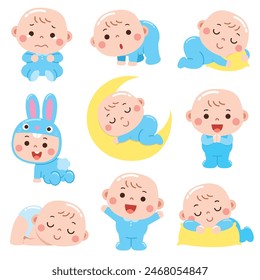 Ilustración vectorial del personaje de Cartoon Baby. Lindo bebé.