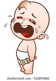 Vector Illustration Of Cartoon Baby Crying