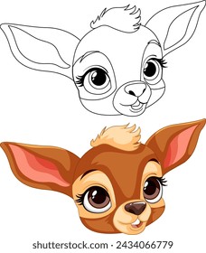 Vector illustration of a cartoon baby deer
