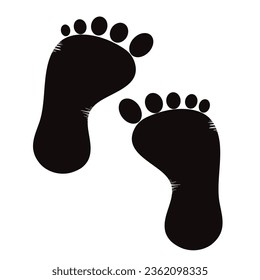 Vector illustration of cartoon baby feet silhouette on white background. Symbol of maternity.