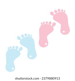 Vector illustration of cartoon baby feet silhouette on white background. Symbol of maternity.