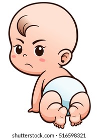 Vector Illustration of Cartoon Baby learn to crawl