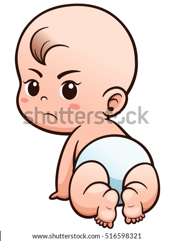 Vector Illustration of Cartoon Baby learn to crawl