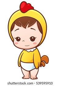 Vector Illustration of Cartoon Baby Little Chick cosplay