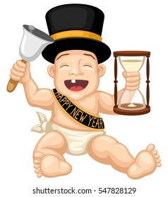 Vector illustration of a cartoon baby new year.