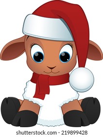 Vector illustration, cartoon baby sheep