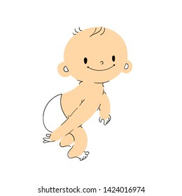 Vector Illustration of Cartoon Baby staying and smiling