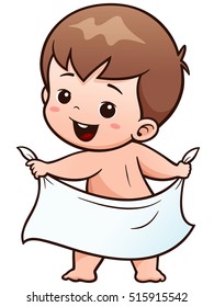 Vector Illustration of Cartoon Baby take a bath