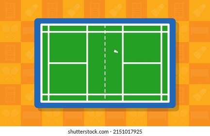 Vector illustration of cartoon Badminton field background. Suitable for kids content, sport, games, etc.