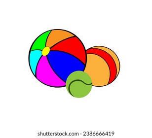 Ilustración vectorial de bolas de dibujos animados de diferentes colores