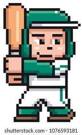 Vector illustration of Cartoon Baseball player - Pixel design