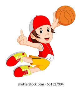 vector illustration of cartoon basketball player