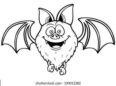 Vector illustration of Cartoon bat - Coloring book