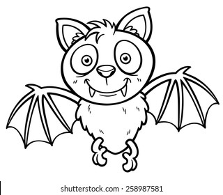 Vector illustration of Cartoon bat - Coloring book