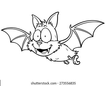 Vector illustration of Cartoon bat - Coloring book