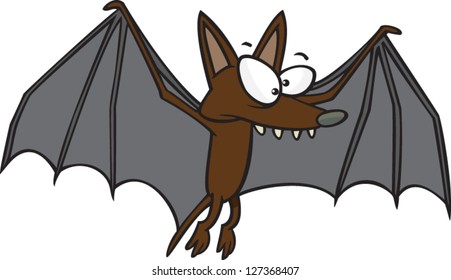 A vector illustration of cartoon bat flying