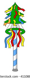 vector illustration of a cartoon bavarian maypole