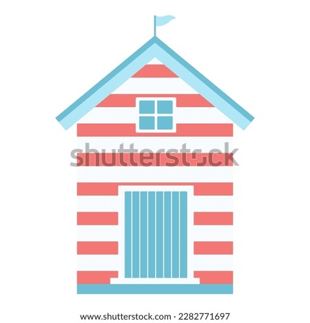 vector illustration of cartoon beach hut or changing house isolated on white background, summer traveling holidays concept