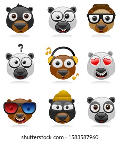 vector illustration of cartoon bear characters set