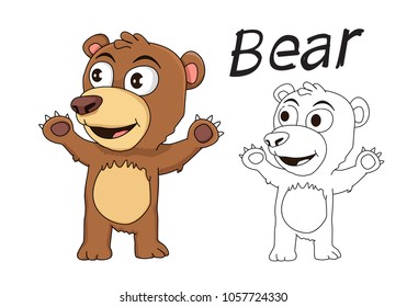 Vector illustration cartoon bear Coloring book