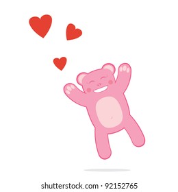 Vector illustration of cartoon bear girl in love