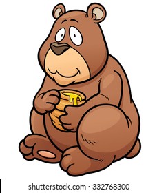 Vector illustration of Cartoon Bear holding honey