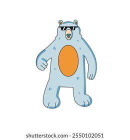 Ilustração vetorial com urso de desenho animado sobre fundo branco. Design moderno 