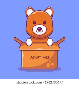 Vector illustration of Cartoon Bear Playing In Box