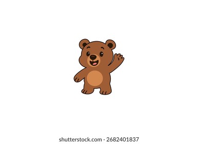 Ilustración vectorial de un oso de dibujos animados con una sonrisa sobre un fondo blanco	