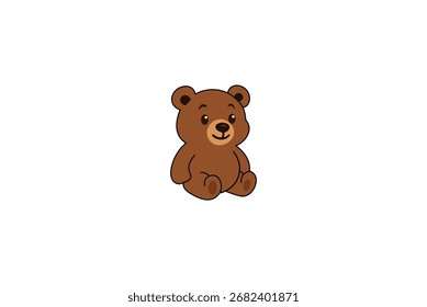 Ilustração vetorial de um urso de desenho animado com um sorriso sobre um fundo branco	