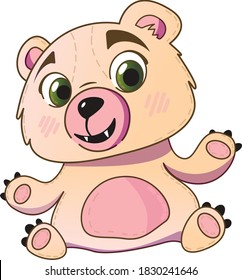  Vector illustration of a cartoon bear. You can use stickers to print on children's clothes on a T-shirt or pajamas. Teddy bear.