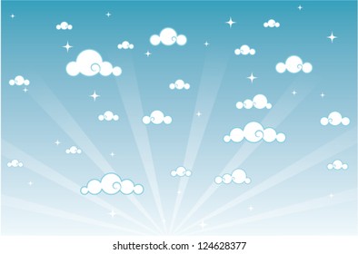 vector illustration of cartoon beautiful sky
