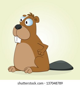 Vector Illustration of Cartoon Beaver