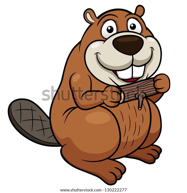 Vector Illustration Cartoon Beaver Wood Stock Vector (royalty Free 