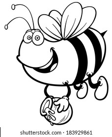 Vector illustration of Cartoon Bee - Coloring book