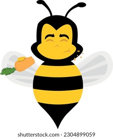 vector illustration of a cartoon bee eating a carrot